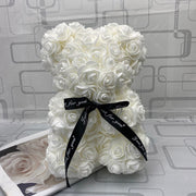 HOT Valentines Day Gift 25cm Red Rose Teddy Bear Rose Flower Artificial Decoration