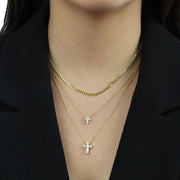 2022 High Quality S925 Sterling Pave AAA Cz Tiny Cute Cross Pendant Necklaces