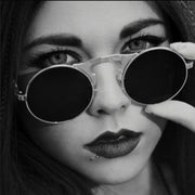 Retro Flip Round Sunglasses Men Women Metal Steampunk Style Sun Glasses