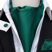 Green Solid 100% Silk Ascot Cravat Tie Ascot Scrunch Self British style
