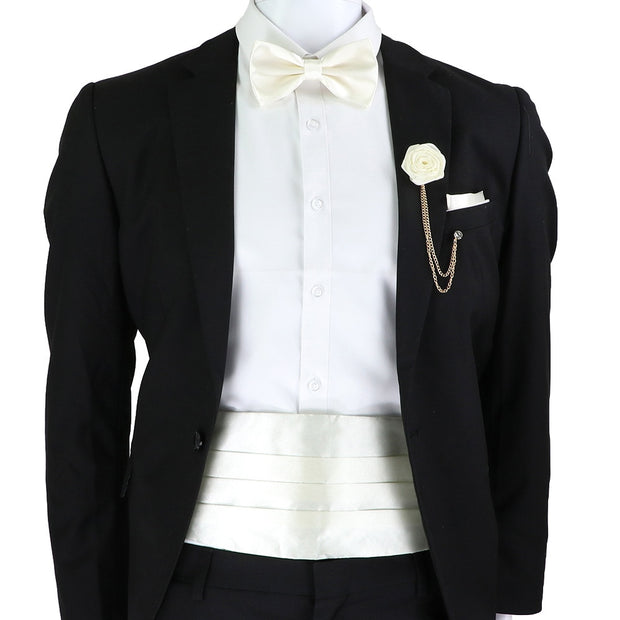 New Fashion Mens Cummerbund Bow Tie Brooch Set