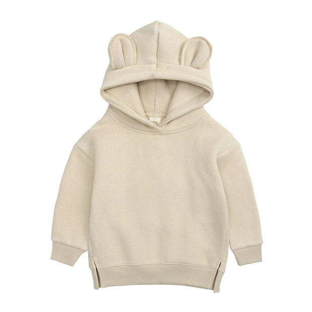 New Fashion Baby Boys Girls Clothes Solid Color Pullover Hooded