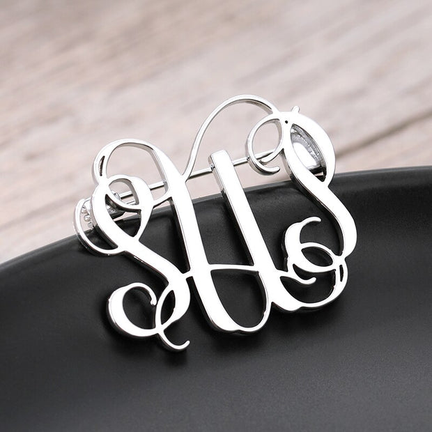 Custom Font Name Letters Brooches Jewelry Man Business Suit