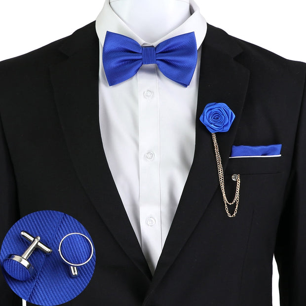 Butterfly Hanky Cufflinks Tassel Brooch Polyester Jacquard Woven Bowtie