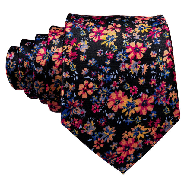 Silk Jacquard Floral Necktie Wedding Business Handkerchief Cufflinks Tie