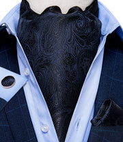 DiBanGu Men Luxury Silk Ascot Tie Cravat Tie Handkerchief Cufflinks 3pcs Set