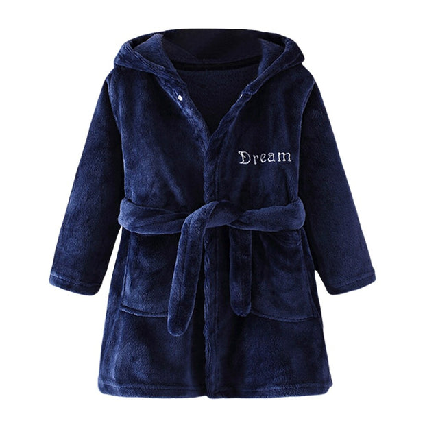 Children Bath Robes Flannel Winter Kids Sleepwear Hooded Robe