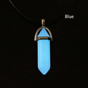 1PC Luminous Stone Fluorescent Hexagonal Column Necklace Natural Crystal