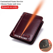 Smart Anti-theft Wallet Men's Business Name Carving Leather Slim