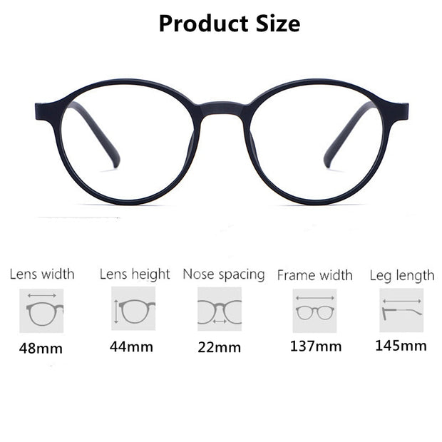 YIMARUILI Ultralight Titanium Alloy TR90 Myopia Glasses Retro Round
