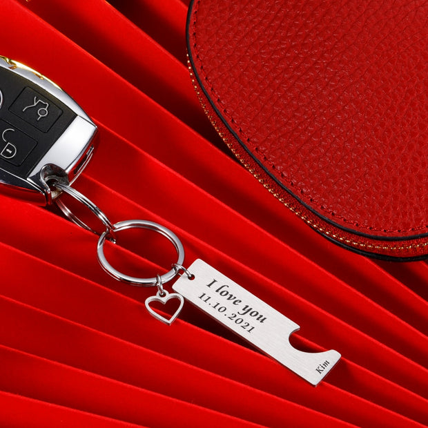 Personalized Stainless Steel Date Name Couple Custom Keychain