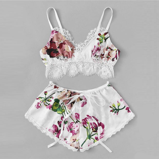 Pajama Set Women Sexy Printing Spaghetti Strap