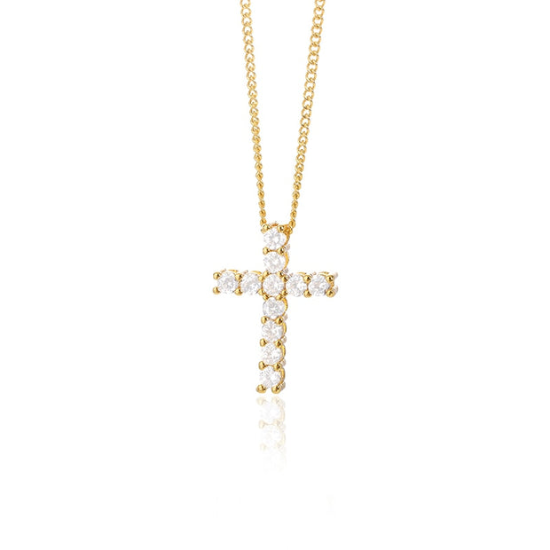 High Quality Zircon Cross Necklace For Women Hip Hop Jewelry Stainless Steel