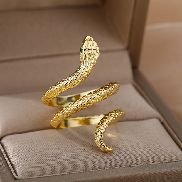 Hip Hop Open Adjustable Gold Color Ring Stainless Steel Zircon