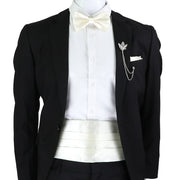 New Fashion Mens Cummerbund Bow Tie Brooch Set