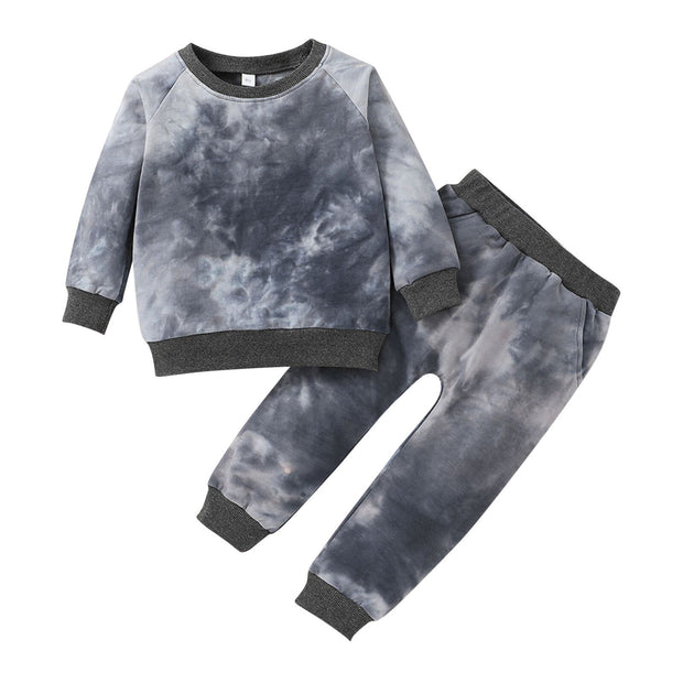 Winter Toddler Baby Boys Clothing Sets Tie-Dye Sweatshirts +Pants Kids