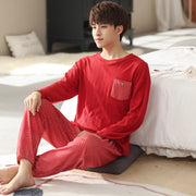 Full Pure Cotton Pajamas Letter Sleepwear Solid Color