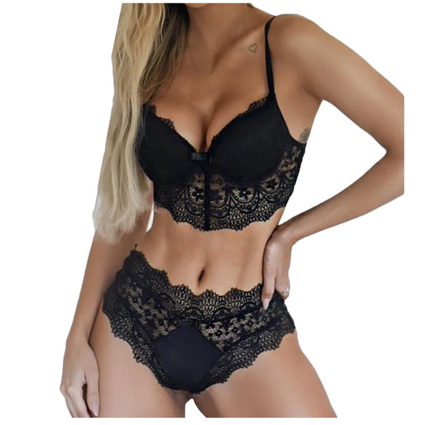 Women's Sexy White Lingerie Set High Waisted Brief Bra Set