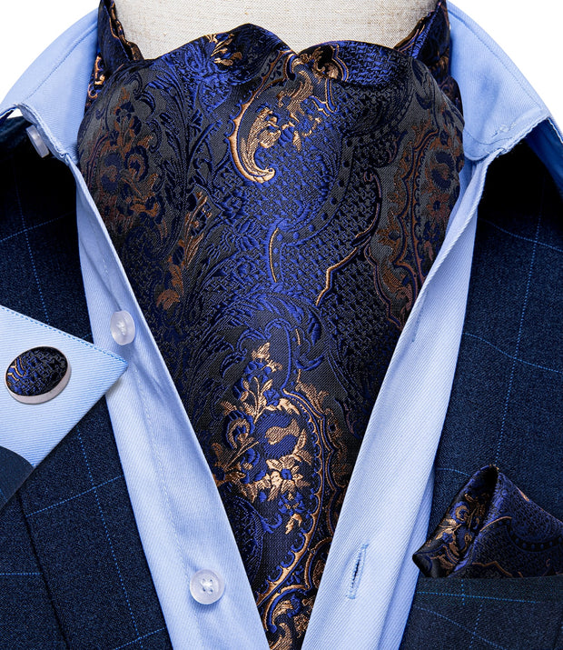 Luxury Men&#39;s Vintage Paisley Floral Formal Cravat Ascot Tie Self British Style