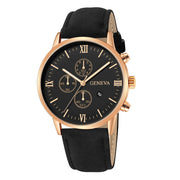 Men Casual Sport Watches Geneva Leather Band Calendar Quartz Watch