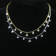 promotion cz star charm choker necklace gold silver color