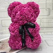 HOT Valentines Day Gift 25cm Red Rose Teddy Bear Rose Flower Artificial Decoration