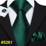 LS-5090 New Mens Ties Handkerchief Set 11 Colors Solid Silk Ties For Men