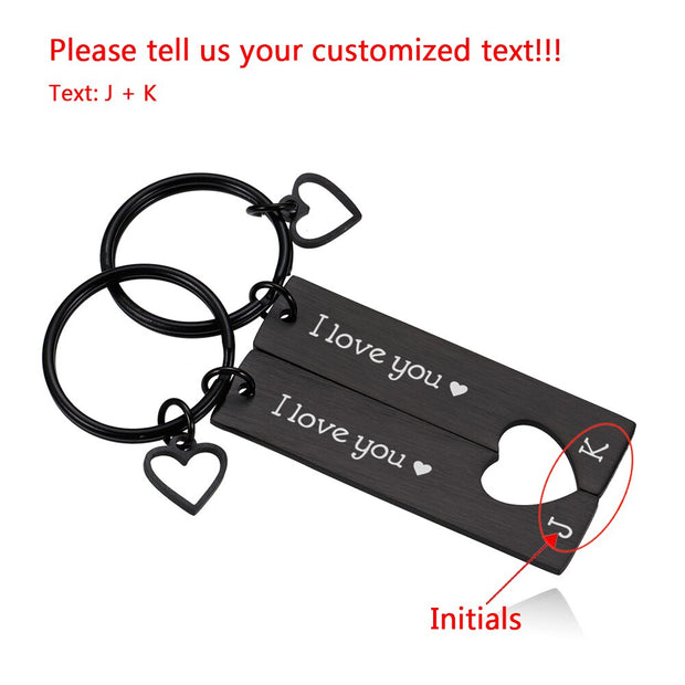 Personalized Stainless Steel Date Name Couple Custom Keychain
