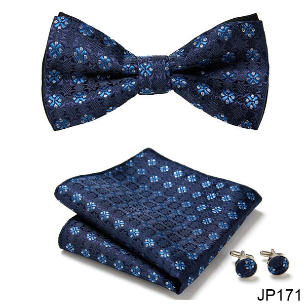 New Paisley  Bow Tie for men Wedding Bowtie Handkerchief Cufflink Set