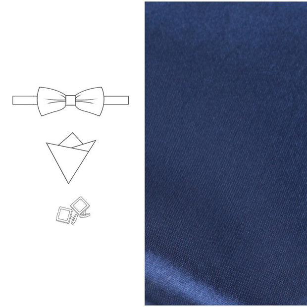 Men Bowtie Cufflinks Cravat Set Solid Butterfly Ties