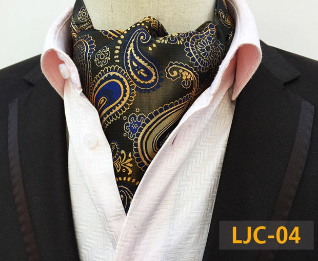 Men Vintage Cashew Floral Wedding Formal Cravat Ascot Scrunch