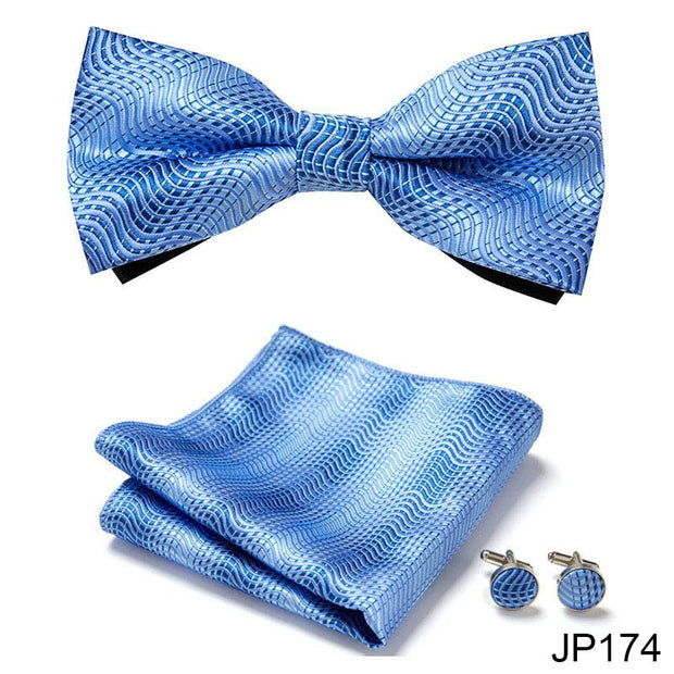 New Paisley  Bow Tie for men Wedding Bowtie Handkerchief Cufflink Set