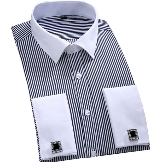 Classic French Cuffs Striped Dress Shirt