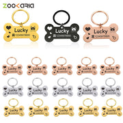 Engraved Pet Id Tags Custom Metal Bone Collar for Cat Silent Tag Personalized Collar
