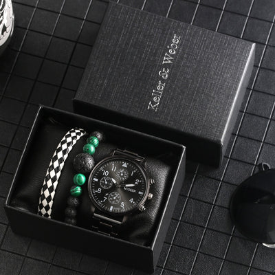 Sports Watches Luxury Leather Strap Quartz Watch Bracelet Set