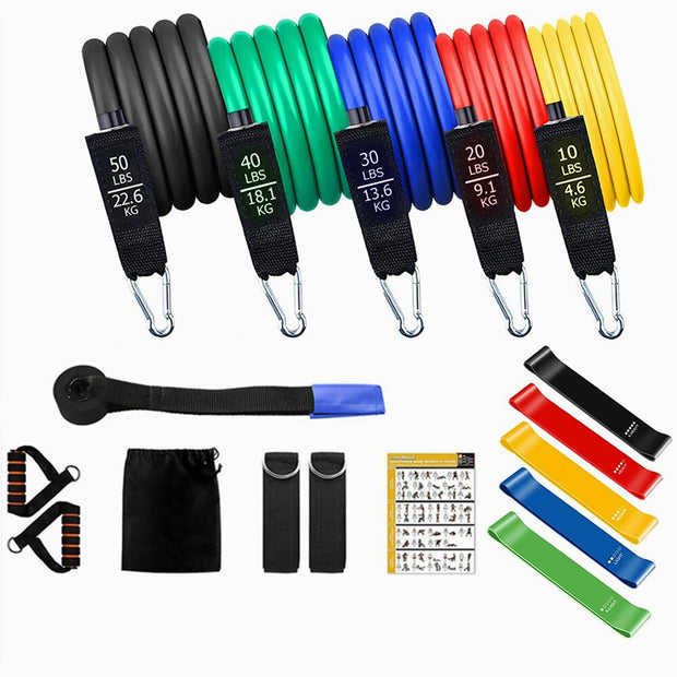 Fitness Resistance Bands 150 Lbs with Door Anchor Muscle Training Rubber Tubes Band