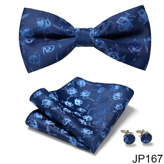 New Paisley  Bow Tie for men Wedding Bowtie Handkerchief Cufflink Set