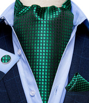 DiBanGu Men Luxury Silk Ascot Tie Cravat Tie Handkerchief Cufflinks 3pcs Set