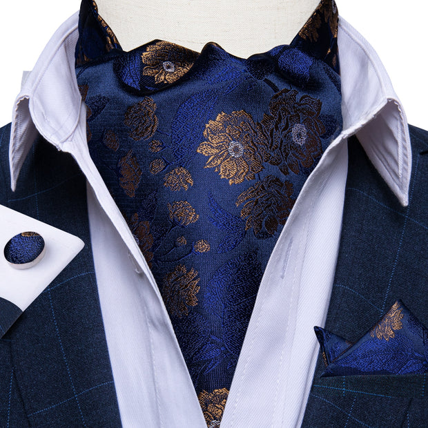 Luxury Men&#39;s Vintage Paisley Floral Formal Cravat Ascot Tie Self British Style