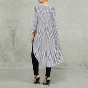 Oversize 5XL Fashion Dot irregular Long Blouse Autumn