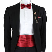 New Fashion Mens Cummerbund Bow Tie Brooch Set