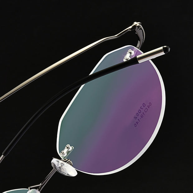 Ultralight Titanium Alloy Rimless Men Glasses Frame Square Eyeglasses