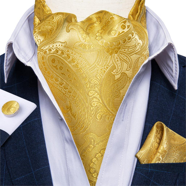 Luxury Men&#39;s Vintage Paisley Floral Formal Cravat Ascot Tie Self British Style