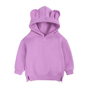 New Fashion Baby Boys Girls Clothes Solid Color Pullover Hooded