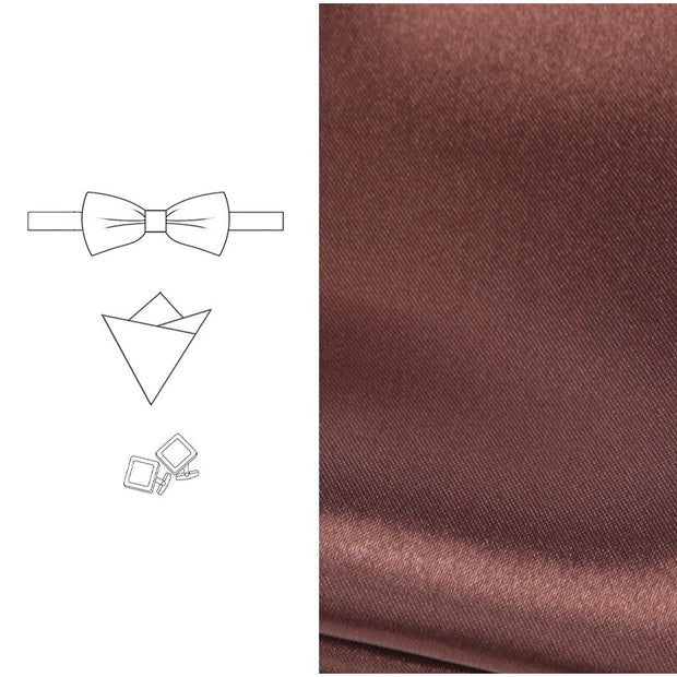 Men Bowtie Cufflinks Cravat Set Solid Butterfly Ties