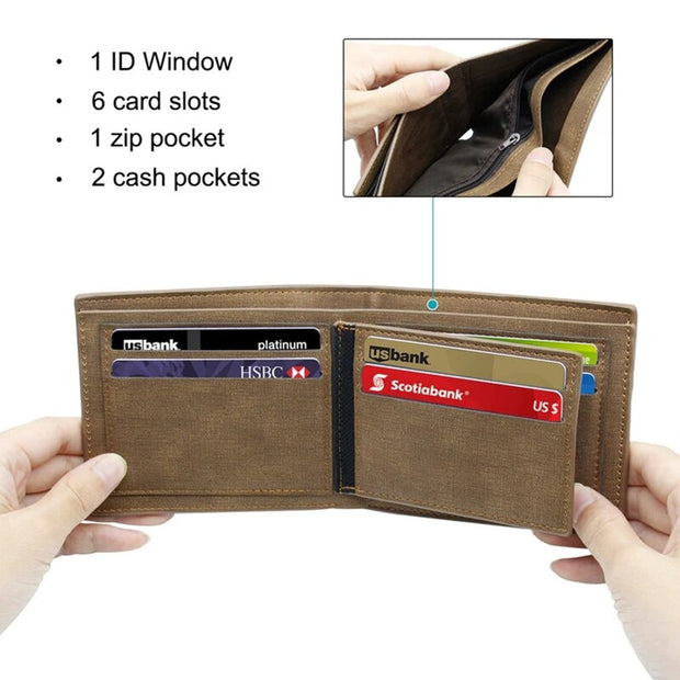 Men Engraved Photo Wallet High Quality PU Leather Short Wallet