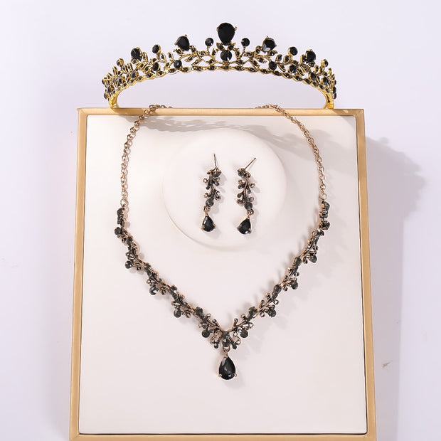 Baroque Costume Bridal Jewelry Sets Rhinestone Crystal Tiara Crown Earrings