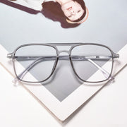Transparent Double Beam Retro Flat Spectacles Myopia Glasses Frame