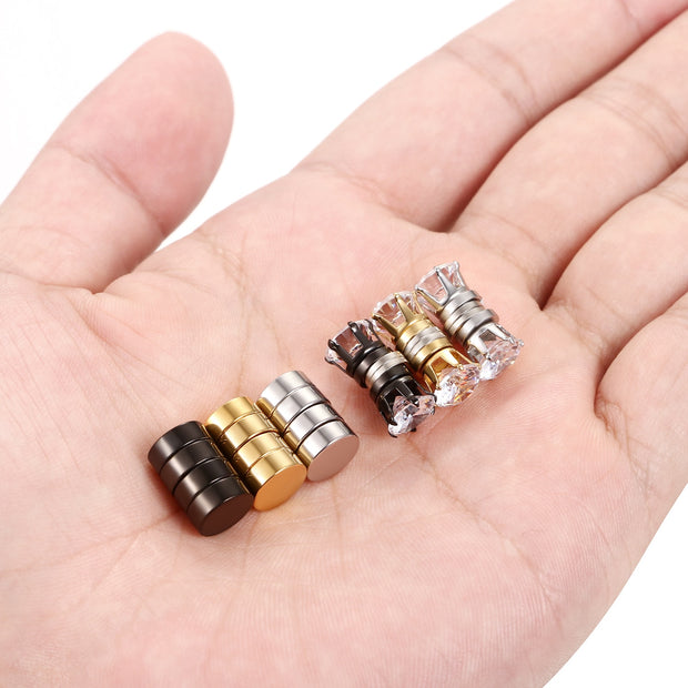 BONISKISS Stainless Steel Stud Earrings for Men Women Unisex Round Magnet Earrings