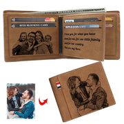 Men Engraved Photo Wallet High Quality PU Leather Short Wallet